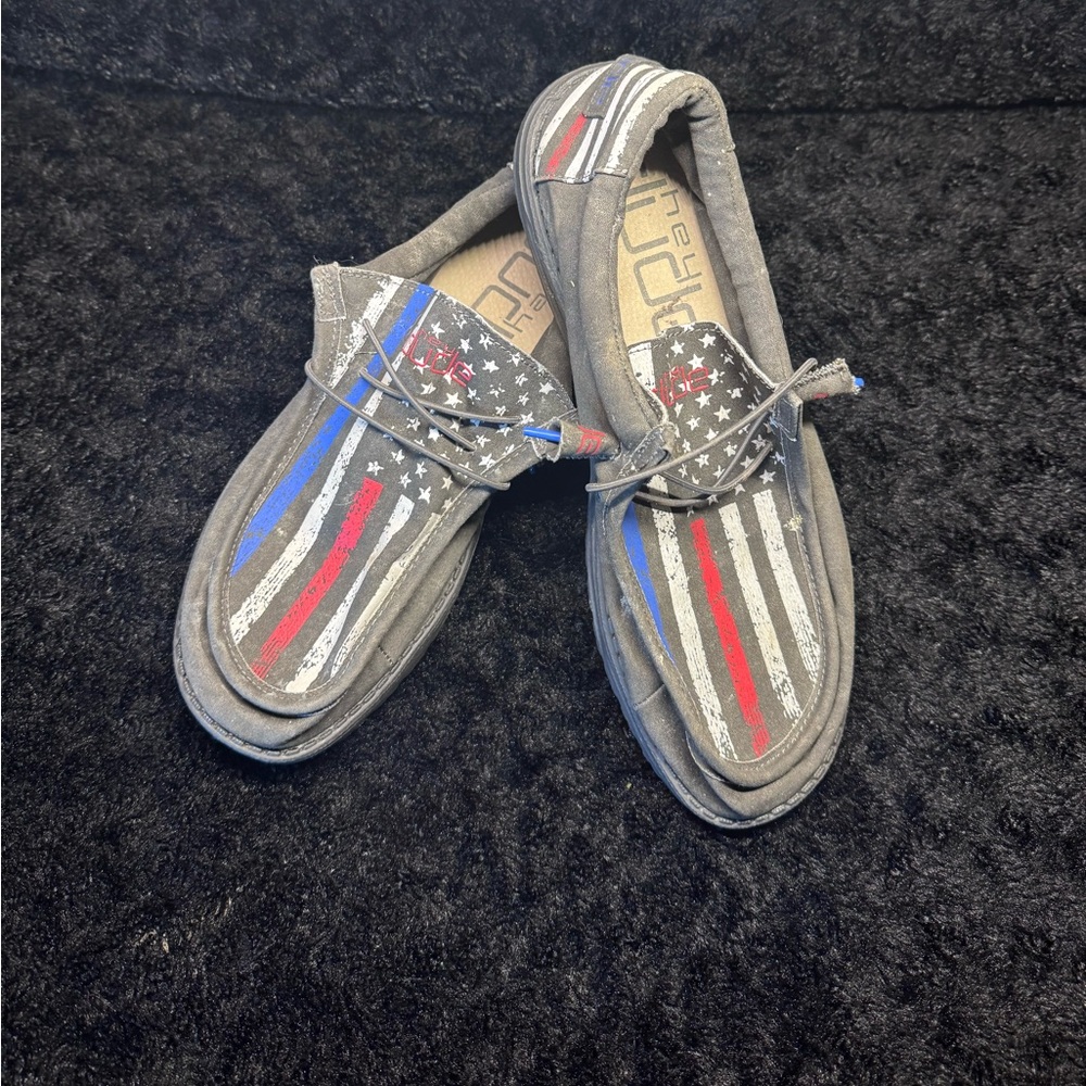 Hey Dude Stars and Stripes Gray Loafers